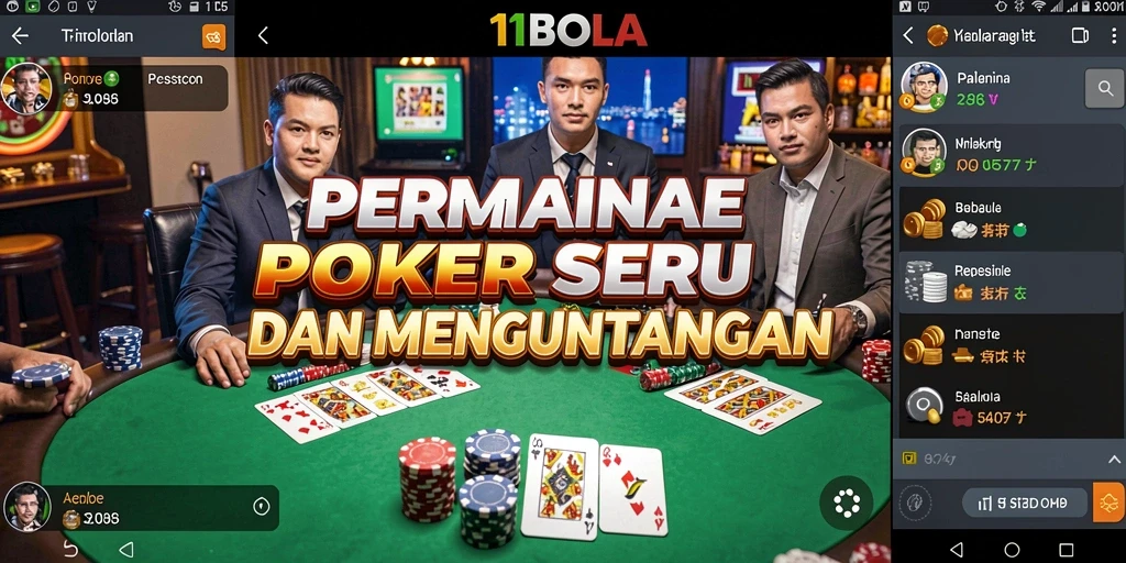 Tampilan gameplay Poker yang seru di 11BOLA.