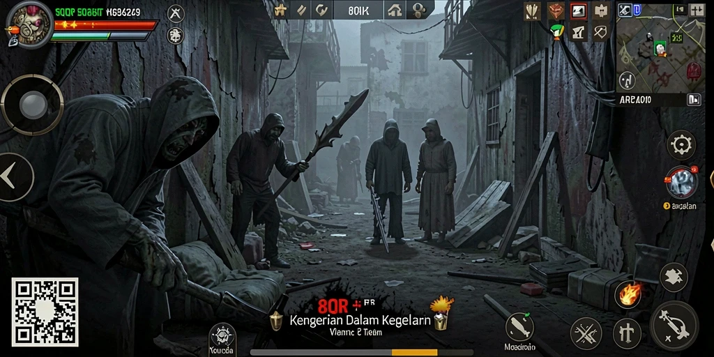 Screenshot menampilkan aksi mengerikan dalam permainan 8QR.