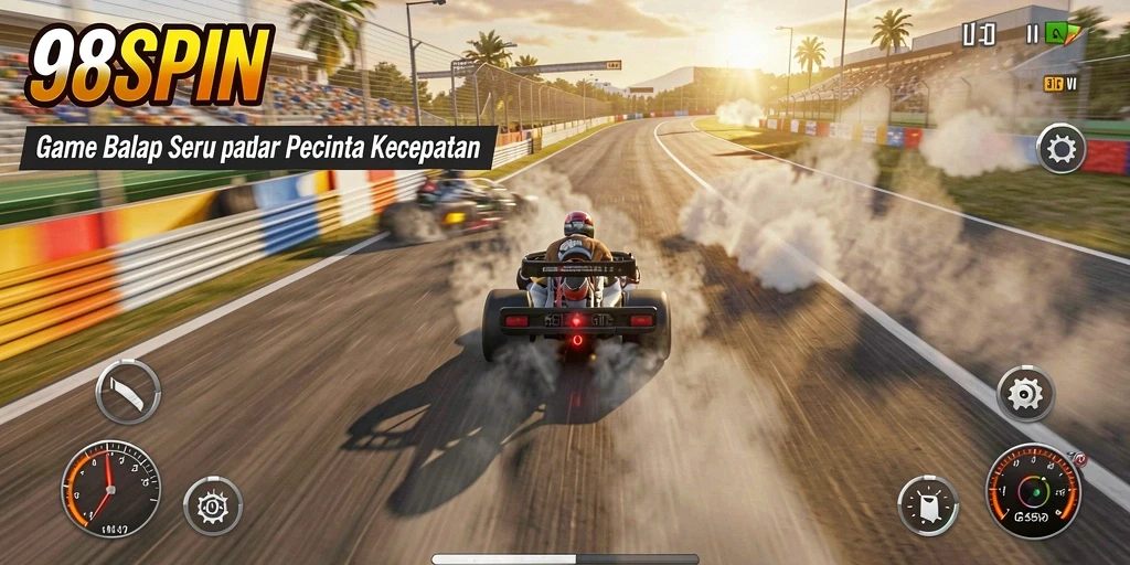 Tampilan gameplay seru dari 98SPIN saat balapan.