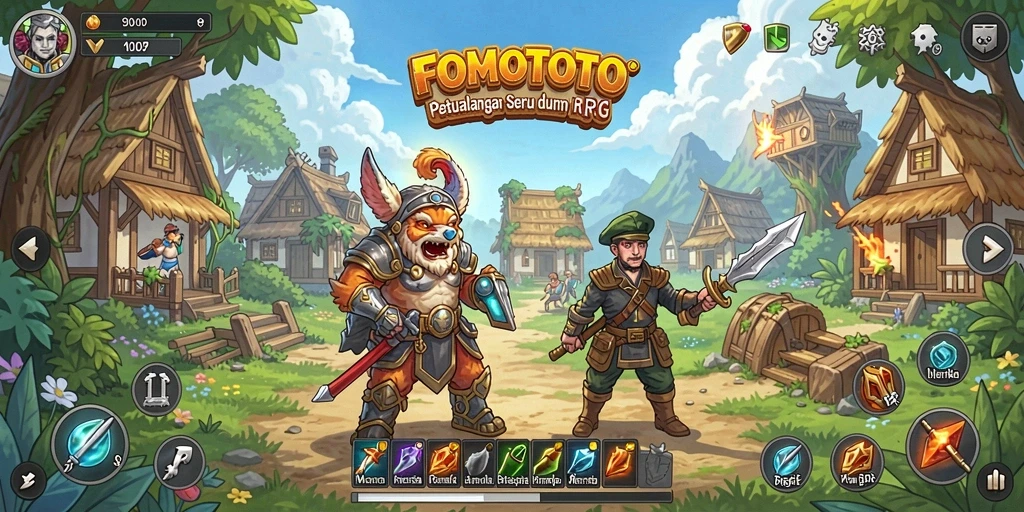 Tampilan gameplay FOMOTOTO yang menakjubkan dan penuh aksi.