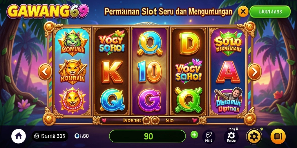 Screenshot GAWANG69 menampilkan gameplay slot yang mengasyikkan dan penuh warna.