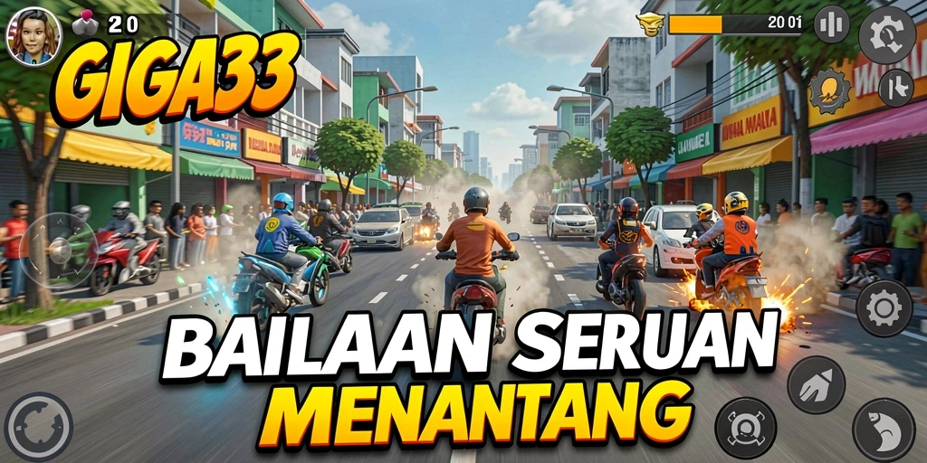 Tampilan gameplay GIGA33 yang seru dan menegangkan di sirkuit.