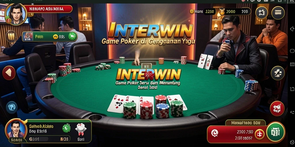 Tampilan gameplay seru dari INTERWIN yang menggambarkan aksi Poker yang mendebarkan.