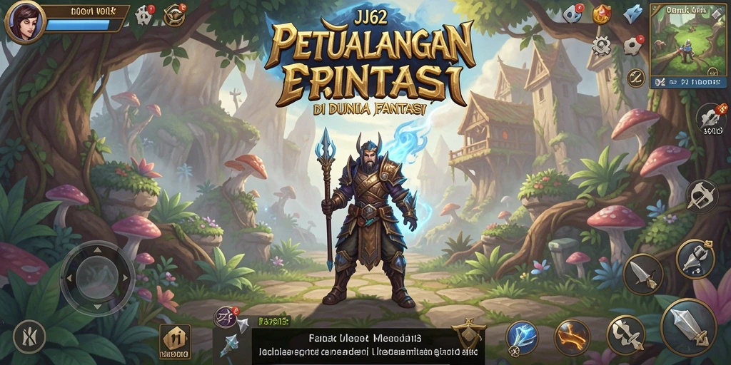 Tampilan gameplay RPG JJ62 dengan karakter bertarung di dunia fantasi.