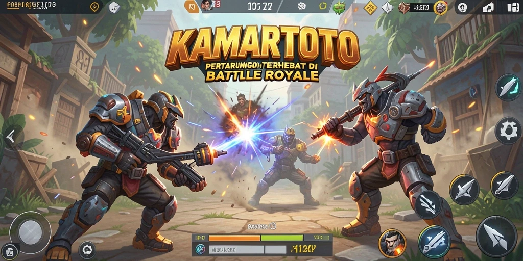 Screenshot utama KAMARTOTO menampilkan pemain dalam aksi Battle Royale yang intens.