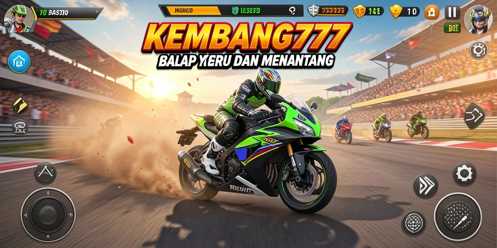 Gameplay seru KEMBANG777 menampilkan aksi balap motor yang mendebarkan.