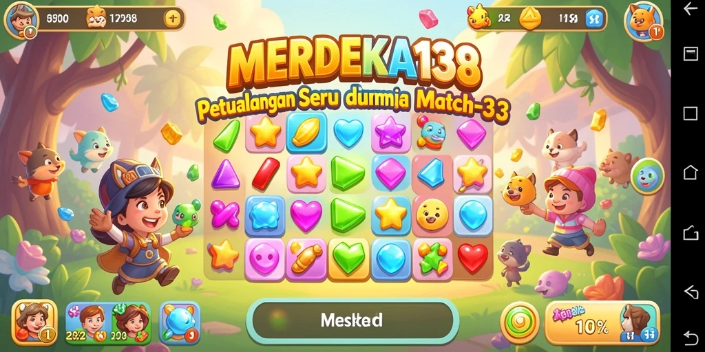 Screenshot gameplay MERDEKA138 dengan momen seru permainan Match-3.