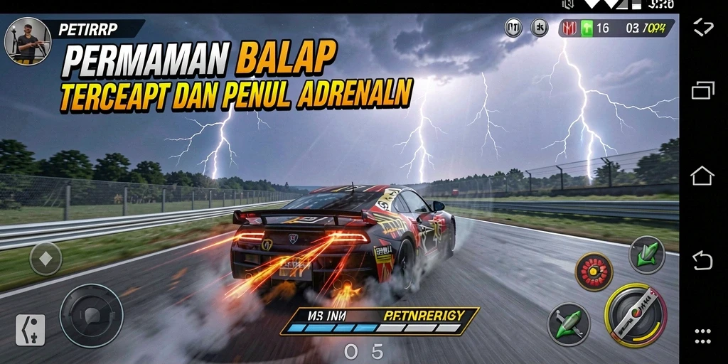 Tampilan gameplay seru dari balapan adrenalin di PETIRRP.