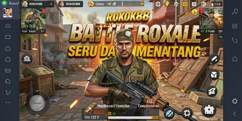 Screenshot ROKOK88 menampilkan aksi intense dalam pertempuran Battle Royale.