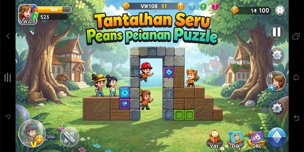Tangkapan layar gameplay VW108 menampilkan tantangan puzzle yang menarik.